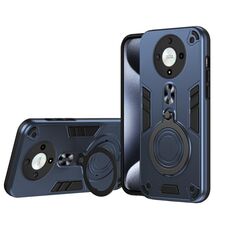 Per Honor X9b / Magic6 Lite 5G Custodia per telefono in TPU ibrido per PC con supporto girevole a 360 gradi e anello in metallo (blu navy)