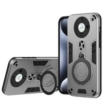 Per Honor X9b / Magic6 Lite 5G Custodia per telefono in TPU ibrido per PC con supporto girevole a 360 gradi e anello in metallo (grigio argento)