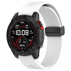 Per Garmin Fenix ​​7X cinturino in silicone pieghevole magnetico nero con fibbia (bianco)