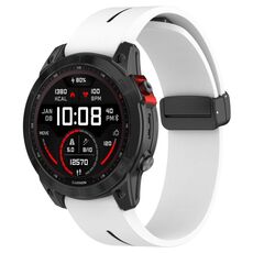 Per Garmin Fenix ​​7 cinturino in silicone pieghevole magnetico bicolore con fibbia nera (bianco nero)