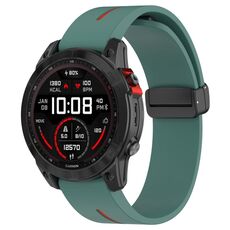 Per Garmin Fenix ​​7 cinturino in silicone pieghevole magnetico bicolore con fibbia nera (verde oliva rosso)