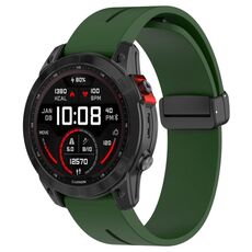 Per Garmin Fenix ​​7 cinturino in silicone con fibbia pieghevole magnetica nera bicolore (verde militare nero)