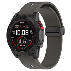 Per Garmin Fenix ​​7S cinturino in silicone pieghevole magnetico bicolore con fibbia nera (grigio bianco)
