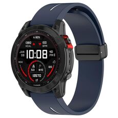 Per Garmin Fenix ​​7S cinturino in silicone pieghevole magnetico bicolore con fibbia nera (blu notte bianco)