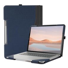 Custodia protettiva per laptop in pelle con texture a spina di pesce per Microsoft Surface Laptop Studio 2 (blu scuro)