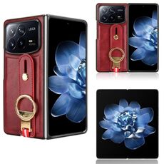 Per Xiaomi Mix Fold 4 Custodia per telefono in pelle con cinturino posteriore (rosso)