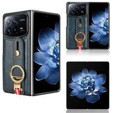 Per Xiaomi Mix Fold 4 Custodia per telefono in pelle con cinturino posteriore (blu)