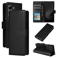 Per Samsung Galaxy Z Fold6 5G Custodia per telefono in pelle con flip orizzontale multifunzionale con tre slot per carte (nero)