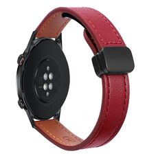 Per Honor Magic Watch 2 46mm 22mm Slim Magnetic Buckle Microfibra Cinturino in Pelle per Orologio (Rosso Vino)