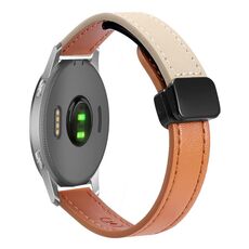 Per Garmin Forerunner 255 22mm Slim Magnetic Buckle Microfiber Leather Watch Band (Aimaorange+Crema Apricot)