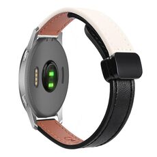 Per Garmin Forerunner 255 22mm Slim Magnetic Buckle Microfiber Leather Watch Band (Nero+Albicocca)