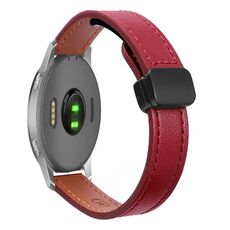Per Garmin Forerunner 255 22mm Slim Magnetic Buckle Microfiber Leather Watch Band (Rosso Vino)