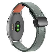 Per Garmin Forerunner 255 22mm Slim Magnetic Buckle Microfiber Leather Watch Band (Avocado Green)