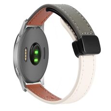 Per Garmin Forerunner 255 22mm Slim Magnetic Buckle Microfiber Leather Watch Band (Albicocca+Verde Avocado)
