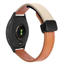 Per Garmin Venu 2 22mm Slim Magnetic Buckle Microfiber Leather Watch Band (Aimaorange+Crema Apricot)