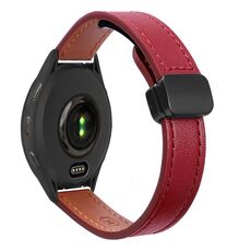 Per Garmin Venu 2 22mm Slim Magnetic Buckle Microfiber Leather Watch Band (Rosso Vino)