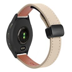 Per Garmin Venu 2 22mm Slim Magnetic Buckle Microfiber Leather Watch Band (crema albicocca)