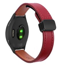 Per Garmin Vivoactive 4 22mm Slim Magnetic Buckle Microfiber Leather Watch Band (Rosso Vino)