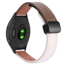 Per Garmin Vivoactive 4 22mm Slim Magnetic Buckle Microfiber Leather Watch Band (Albicocca+Caramello Macchiato)