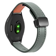Per Garmin Vivoactive 4 22mm Slim Magnetic Buckle Microfiber Leather Watch Band (Avocado Green)