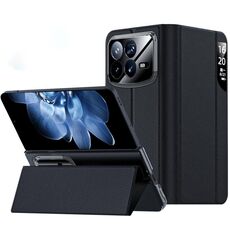 Per Xiaomi Mix Fold 4 Side Display Supporto a Ventosa Custodia in Pelle Flip per Telefono (Nero)