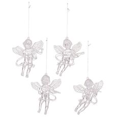 4 pezzi/confezione di ornamenti per albero di Natale in acrilico a forma di angelo, decorazioni natalizie pendenti (trasparenti)
