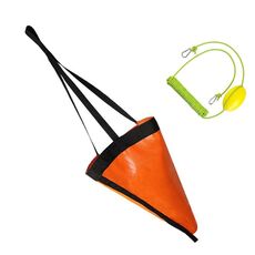 Ancora da pesca con freno di deriva in PVC, dimensioni: 18 pollici arancione con corda verde gialla + galleggiante