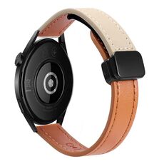 Per Huawei Watch GT 3 42 mm fibbia magnetica sottile cinturino in pelle microfibra da 20 mm (arancione + albicocca crema)