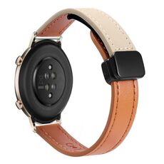 Per Huawei Watch GT 2 42mm Slim Magnetic Buckle 20mm Microfiber Leather Watch Band (Arancione + Crema Albicocca)