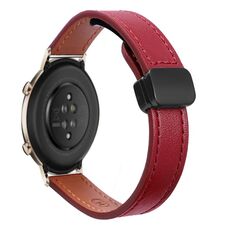 Per Huawei Watch GT 2 42mm Slim Magnetic Buckle 20mm Microfiber Leather Watch Band (Rosso Vino)