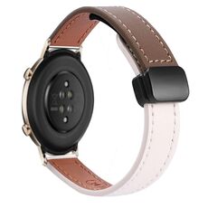 Per Huawei Watch GT 2 42mm Slim Fibbia Magnetica 20mm Cinturino in Microfibra in Pelle (Albicocca+Caramello Macchiato)