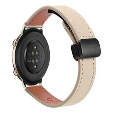 Per Huawei Watch GT 2 42mm Slim Magnetic Buckle 20mm Microfiber Leather Watch Band (Crema Albicocca)