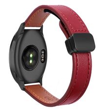 Per Garmin Forerunner 165 Music Slim Fibbia magnetica 20mm Cinturino in microfibra in pelle (rosso vino)