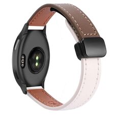 Per Garmin Active 5 Slim Fibbia Magnetica 20mm Cinturino in Microfibra in Pelle (Albicocca+Caramello Macchiato)