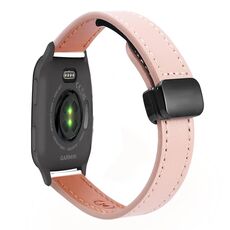 Per Garmin Venu SQ2 Slim Cinturino in pelle microfibra con fibbia magnetica da 20 mm (rosa sakura)