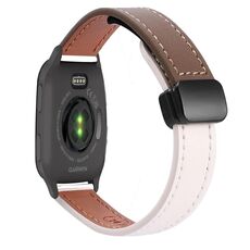 Per Garmin Venu SQ2 Slim Fibbia Magnetica 20mm Cinturino in Microfibra in Pelle (Albicocca+Caramello Macchiato)