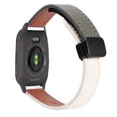 Per Garmin Venu SQ2 Slim Cinturino in pelle microfibra con fibbia magnetica da 20 mm (albicocca + verde avocado)