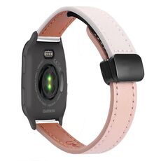Per Garmin Venu SQ Slim Cinturino in pelle microfibra con fibbia magnetica da 20 mm (rosa + albicocca)