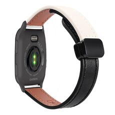 Per Garmin Venu SQ Slim Cinturino in pelle microfibra con fibbia magnetica da 20 mm (nero + albicocca)