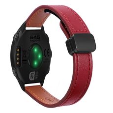 Per Garmin Forerunner 645 Music Slim Fibbia magnetica Cinturino in microfibra da 20 mm in pelle (rosso vino)