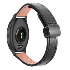 Per Garmin Venu 2 Plus Slim Magnetic Buckle 20mm Cinturino in pelle microfibra (nero)