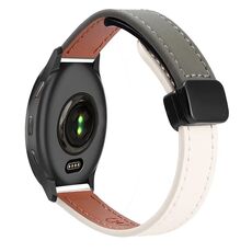 Per Garmin Venu 2 Plus Slim Magnetic Buckle 20mm Cinturino in pelle microfibra (albicocca+verde avocado)
