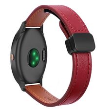 Per Garmin Vivoactive 3 Music Slim Fibbia magnetica 20mm Cinturino in microfibra in pelle (rosso vino)