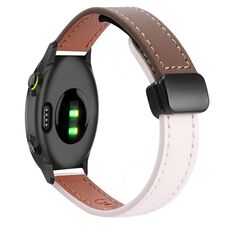 Per Garmin Forerunner 55 Slim Fibbia Magnetica 20mm Cinturino in Microfibra in Pelle (Albicocca+Caramello Macchiato)