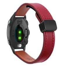 Per Garmin Forerunner 245 Music Slim Fibbia Magnetica 20mm Cinturino in Microfibra in Pelle (Rosso Vino)