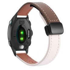 Per Garmin Forerunner 245 Music Slim Fibbia Magnetica 20mm Cinturino in Microfibra in Pelle (Albicocca+Caramello Macchiato)