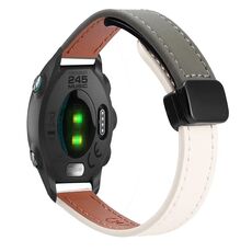 Per Garmin Forerunner 245 Music Slim Fibbia Magnetica 20mm Cinturino in Microfibra in Pelle (Albicocca+Verde Avocado)