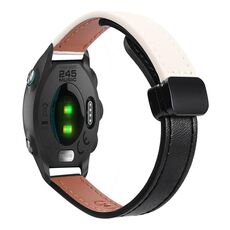 Per Garmin Forerunner 245 Music Slim Fibbia Magnetica 20mm Cinturino in Microfibra in Pelle (Nero+Albicocca)