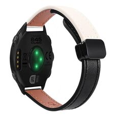 Per Garmin Forerunner 645 Slim Fibbia Magnetica 20mm Cinturino in Microfibra in Pelle (Nero+Albicocca)