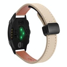 Cinturino per orologio in pelle microfibra da 20 mm con fibbia magnetica sottile per Garmin Forerunner 645 (crema albicocca)